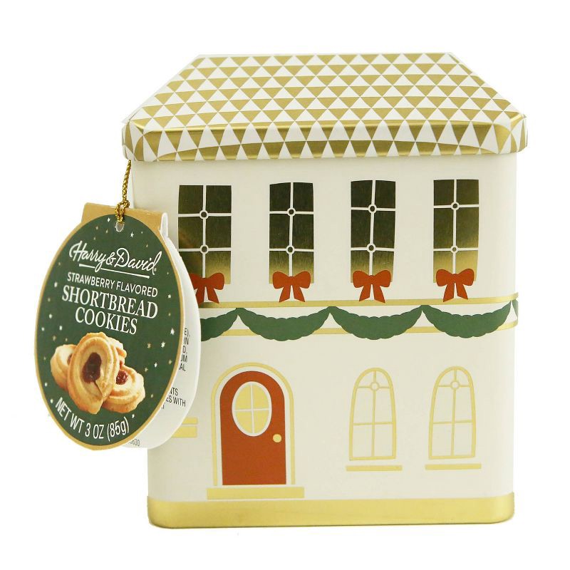 slide 1 of 5, Harry & David House Tin with Strawberry Shortbread Cookies Christmas Gift Set - 3oz, 3 oz