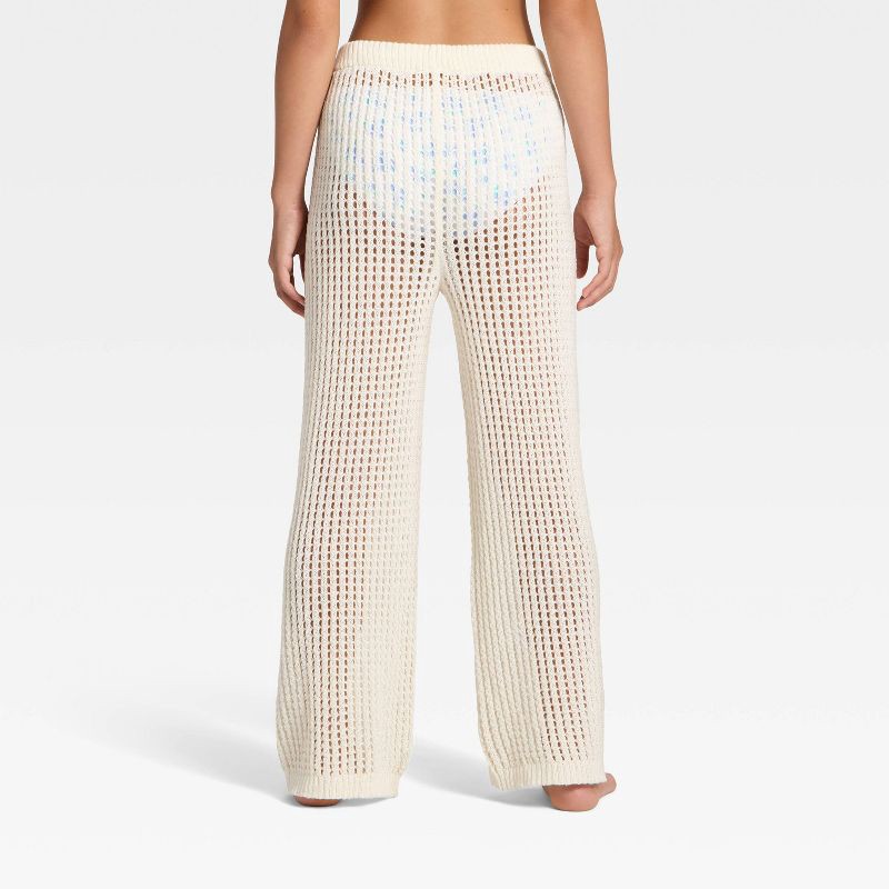 slide 2 of 3, Girls' Solid Crochet Pants Swimsuit Cover-Up - art class™ White L, 1 ct