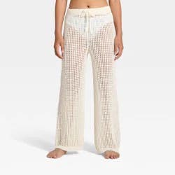 Girls' Solid Crochet Pants Swimsuit Cover-Up - art class™ White L