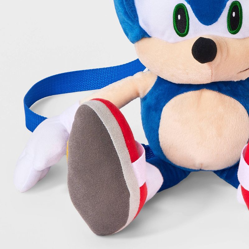 slide 4 of 4, Kids' Sonic the Hedgehog Plush Backpack - Blue, 1 ct