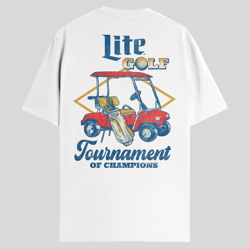 slide 2 of 4, Men's Miller Lite Golf Crewneck Graphic T-Shirt - White M, 1 ct