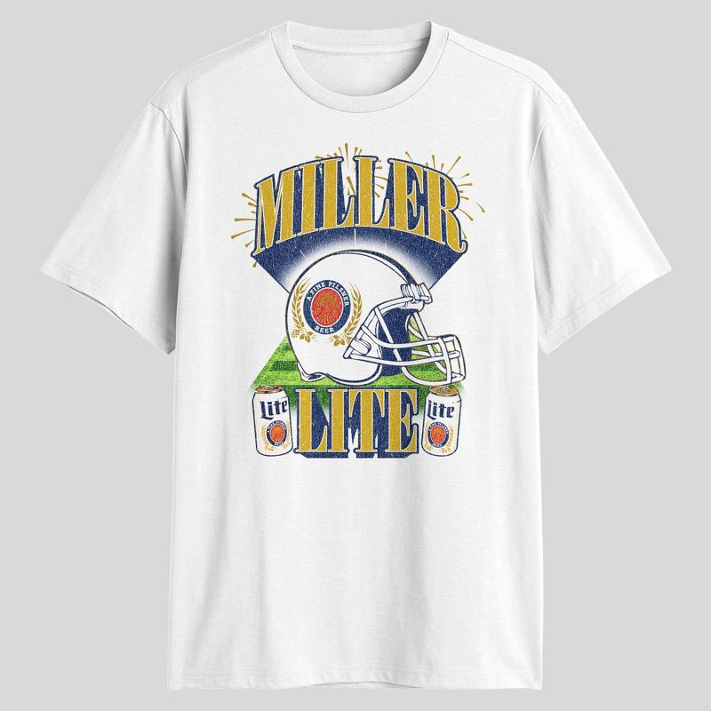 slide 1 of 3, Men's Miller Lite Football Graphic T-Shirt - White M, 1 ct