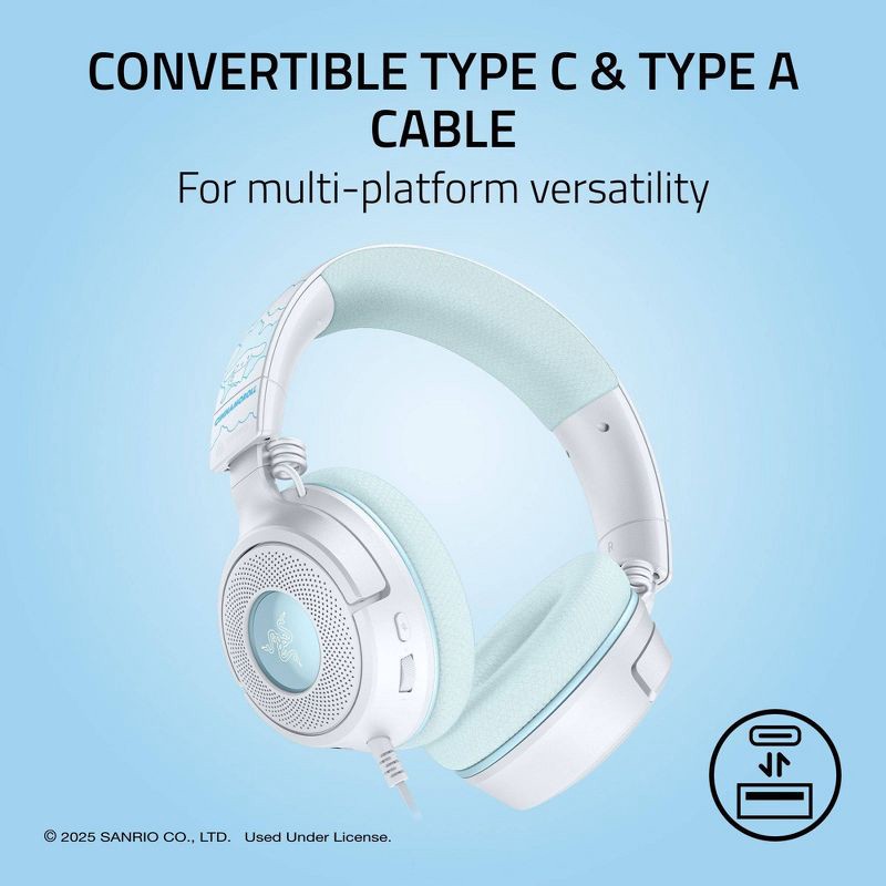 slide 6 of 9, Razer Kraken V4 X Wired Gaming Headset - Cinnamoroll Edition, 1 ct