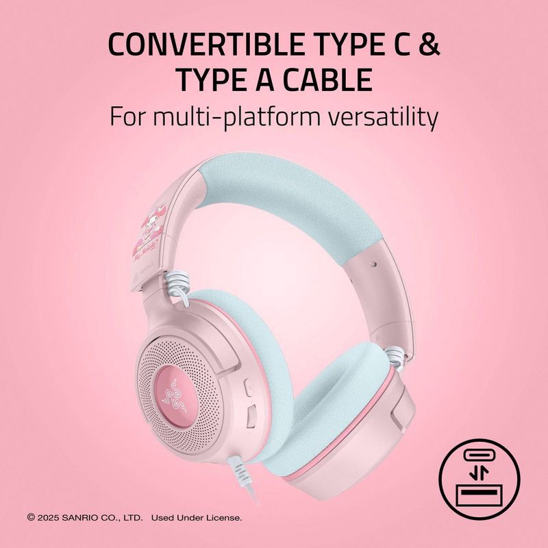 slide 6 of 9, Razer Kraken V4 X Wired Gaming Headset - My Melody Edition, 1 ct