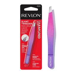 Revlon Diamond Collection Slanted Tip Tweezers - Pink & Purple: Stainless Steel, Hair Removal, Eyebrows
