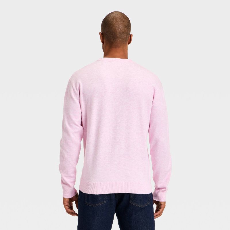 slide 2 of 3, Men's Soft Knit Crewneck Sweater - Goodfellow & Co™ Pink L, 1 ct