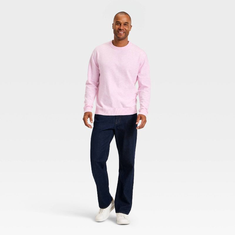slide 3 of 3, Men's Soft Knit Crewneck Sweater - Goodfellow & Co™ Pink L, 1 ct