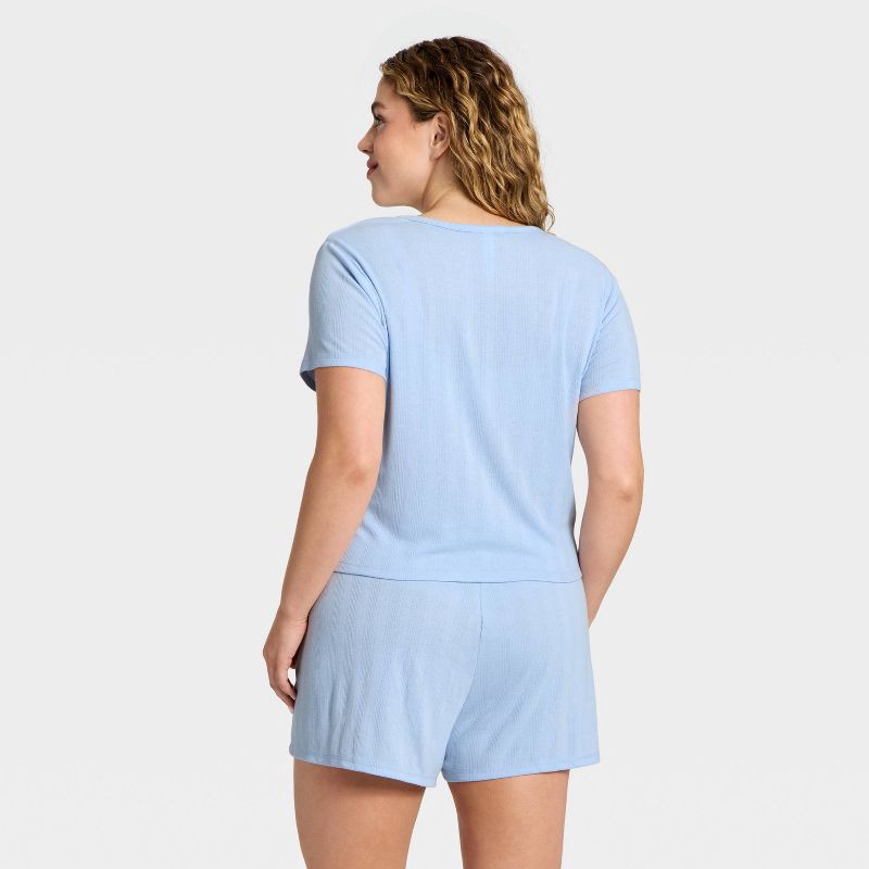 slide 2 of 3, Women's Pointelle Short Sleeve Top and Shorts Pajama Set - Wild Fable™ Blue Bunny XXL, 1 ct