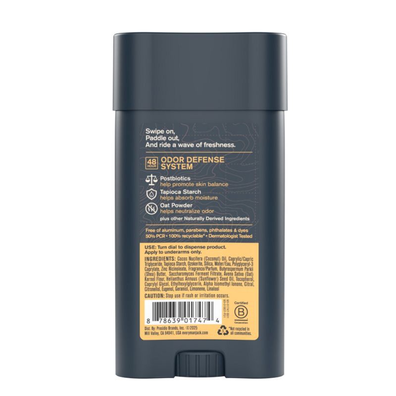 slide 7 of 7, Every Man Jack 48-Hour Odor Defense Deodorant - Aluminum-Free - Pacific Surf - 2.6oz, 2.6 oz