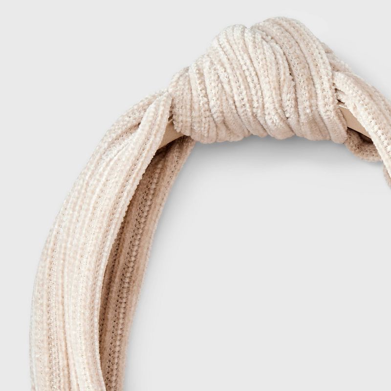 slide 3 of 3, Ribbed Suede Top Knot Headband - Universal Thread™ Cream, 1 ct