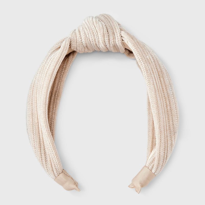 slide 1 of 3, Ribbed Suede Top Knot Headband - Universal Thread™ Cream, 1 ct