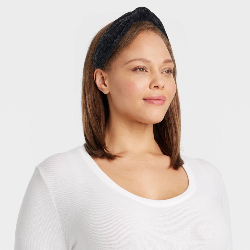 slide 2 of 3, Ribbed Suede Top Knot Headband - Universal Thread™ Black, 1 ct