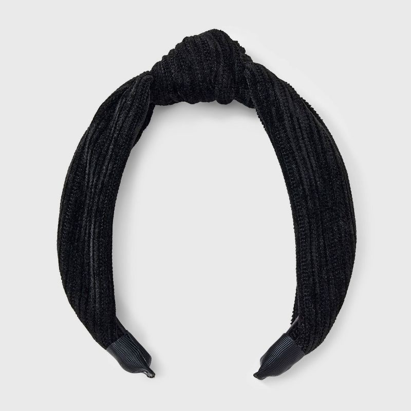 slide 1 of 3, Ribbed Suede Top Knot Headband - Universal Thread™ Black, 1 ct