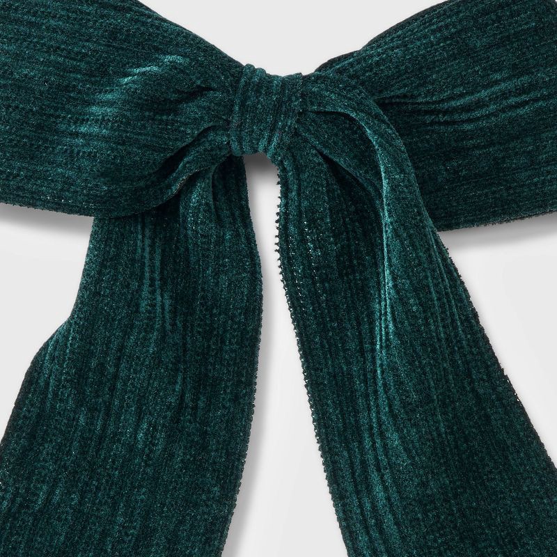 slide 3 of 3, Ribbed Velvet Bow Hair Barrette - Universal Thread™ Dark Green, 1 ct