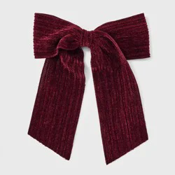 Ribbed Velvet Bow Hair Barrette - Universal Thread™ Wine