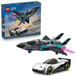 LEGO City Jet vs. Car Building Toys for Kids, Easter Basket Gift for Boys & Girls, 60489