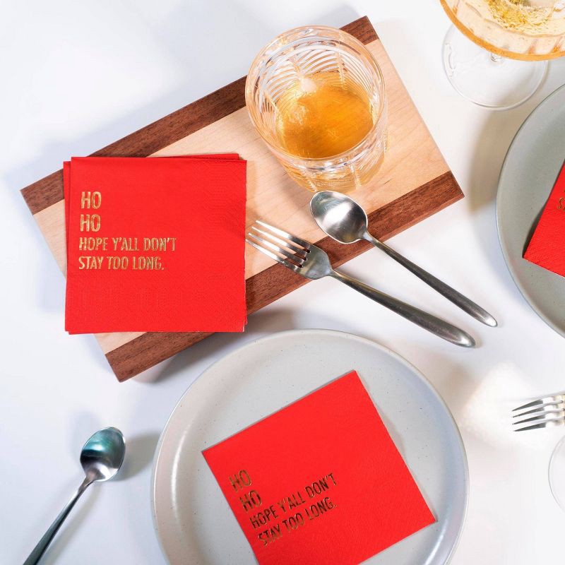 slide 3 of 3, Pretty Alright Goods 20ct 'Ho Ho Hope You Don't Stay Too Long' Cocktail Napkins, 20 ct