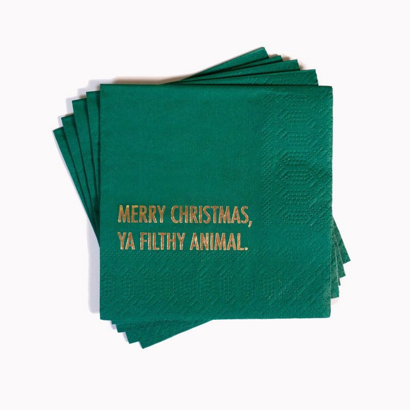 slide 2 of 3, Pretty Alright Goods 20ct 'Merry Christmas, Ya Filthy Animal' Cocktail Napkins, 20 ct