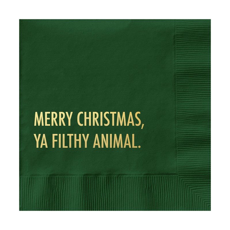 slide 1 of 3, Pretty Alright Goods 20ct 'Merry Christmas, Ya Filthy Animal' Cocktail Napkins, 20 ct
