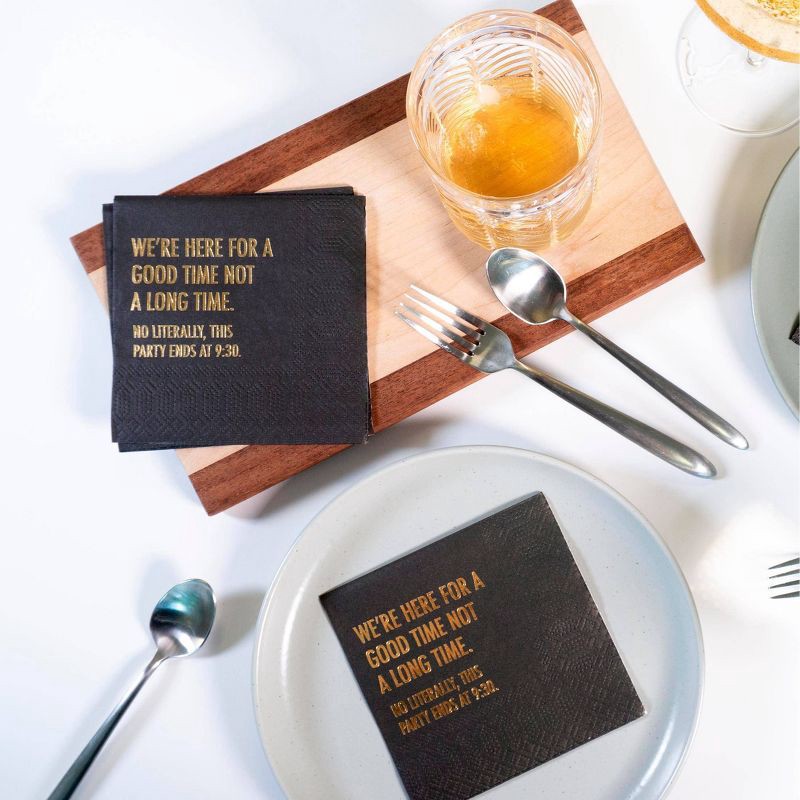 slide 3 of 3, Pretty Alright Goods 20ct 'We're Here for a Good Time Not A Long Time' Cocktail Napkins, 20 ct