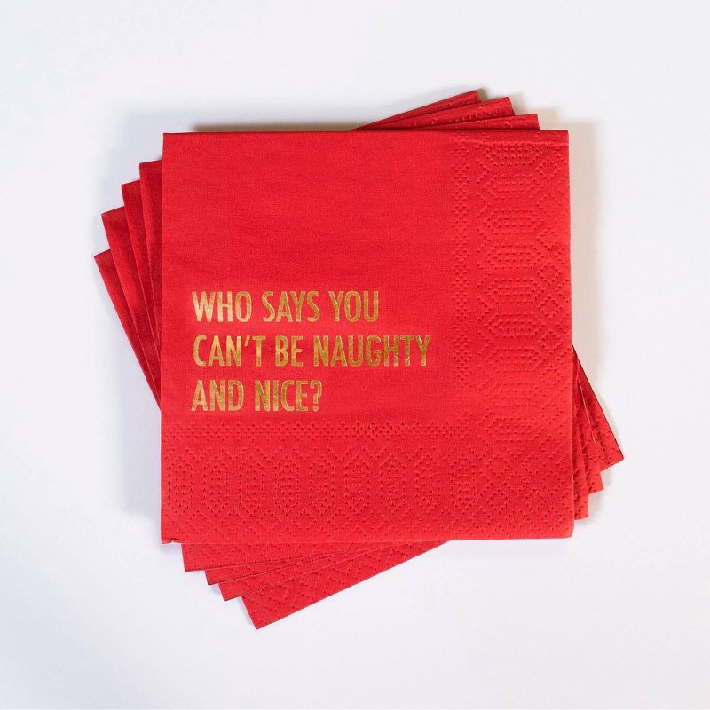 slide 2 of 3, Pretty Alright Goods 20ct 'Who Says You Can't Be Naughty And Nice' Cocktail Napkins, 20 ct