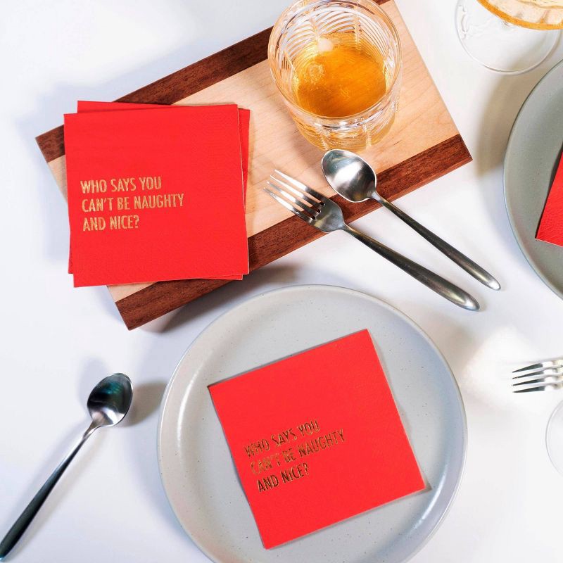 slide 3 of 3, Pretty Alright Goods 20ct 'Who Says You Can't Be Naughty And Nice' Cocktail Napkins, 20 ct