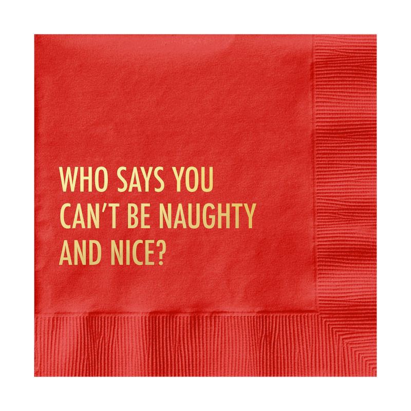 slide 1 of 3, Pretty Alright Goods 20ct 'Who Says You Can't Be Naughty And Nice' Cocktail Napkins, 20 ct