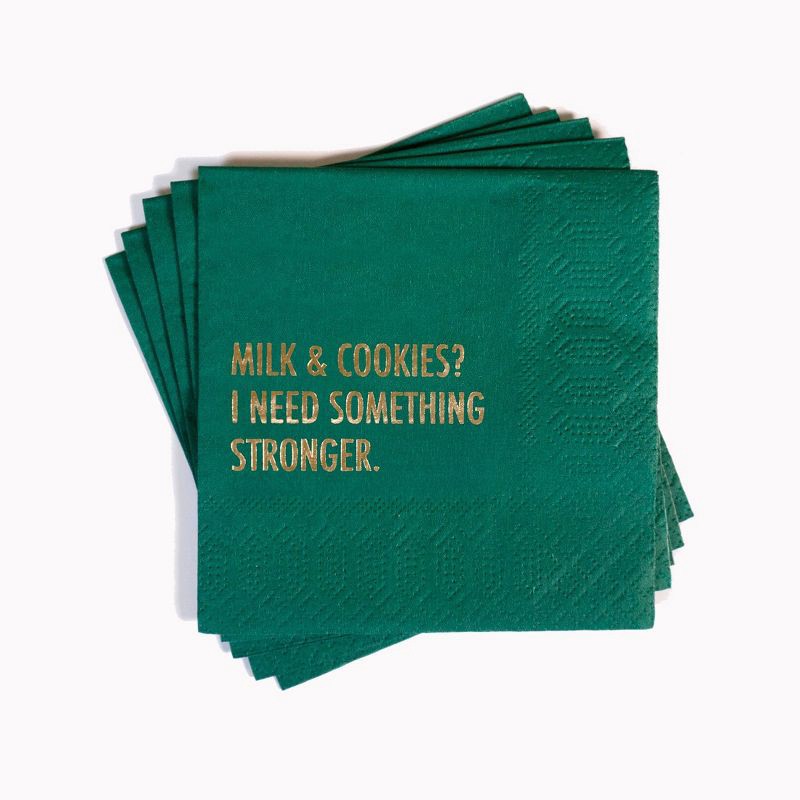 slide 2 of 3, Pretty Alright Goods 20ct 'Milk and Cookies? I Need Something Stronger' Cocktail Napkins, 20 ct