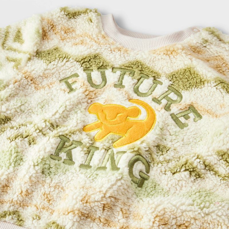 slide 3 of 3, Baby Boys' Disney The Lion King Simba Faux Shearling Sweatshirt - Beige/Green 18M, 1 ct