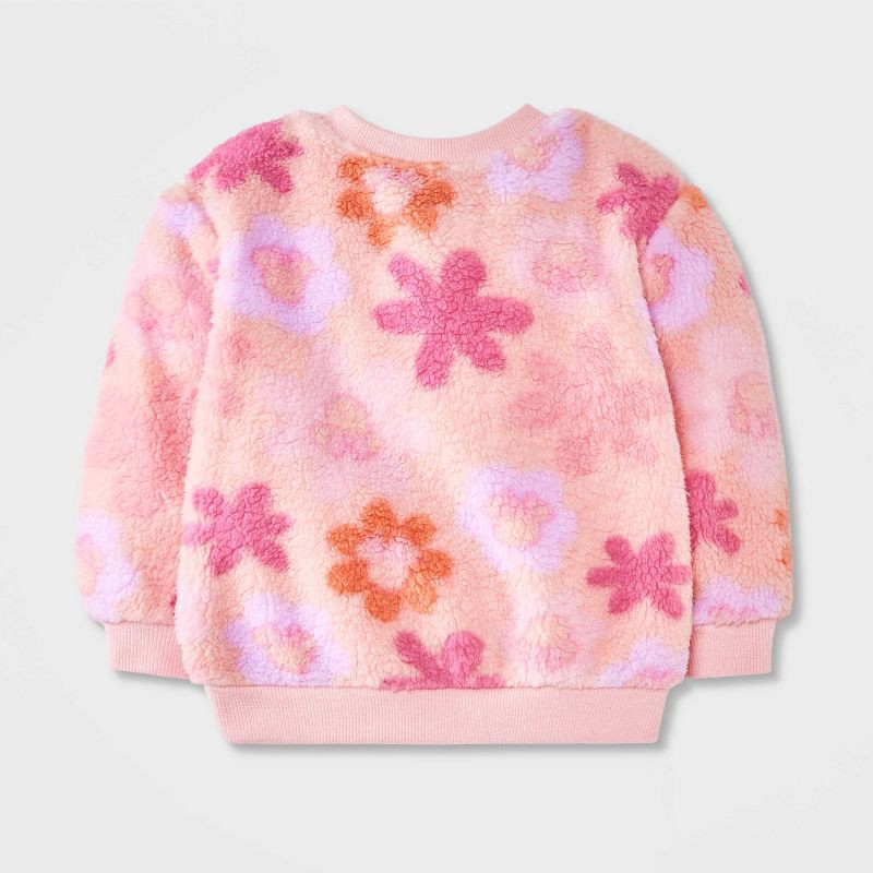 slide 2 of 3, Mickey Mouse & Friends Baby Girls' Disney Minnie Mouse Faux Shearling Pullover Sweatshirt - Pink 3-6M, 1 ct