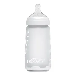 Dr. Brown's Silicone Baby Bottle - Clear - 9 fl oz: Level 2 Medium Flow, BPA-Free, Lead-Free
