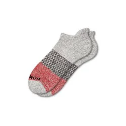 Bombas Men's Tri-Block Ankle Socks - Grey Heather/Red