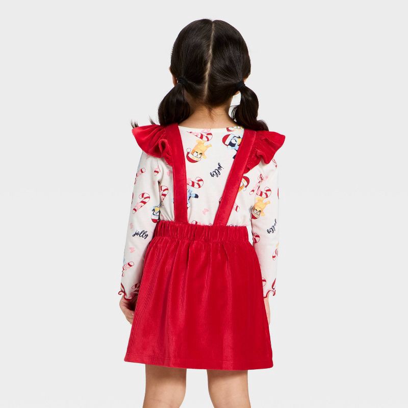 slide 3 of 4, Toddler Girls' 2pc Bluey Christmas Long Sleeve T-Shirt and Dress Set - Red 5T, 2 ct