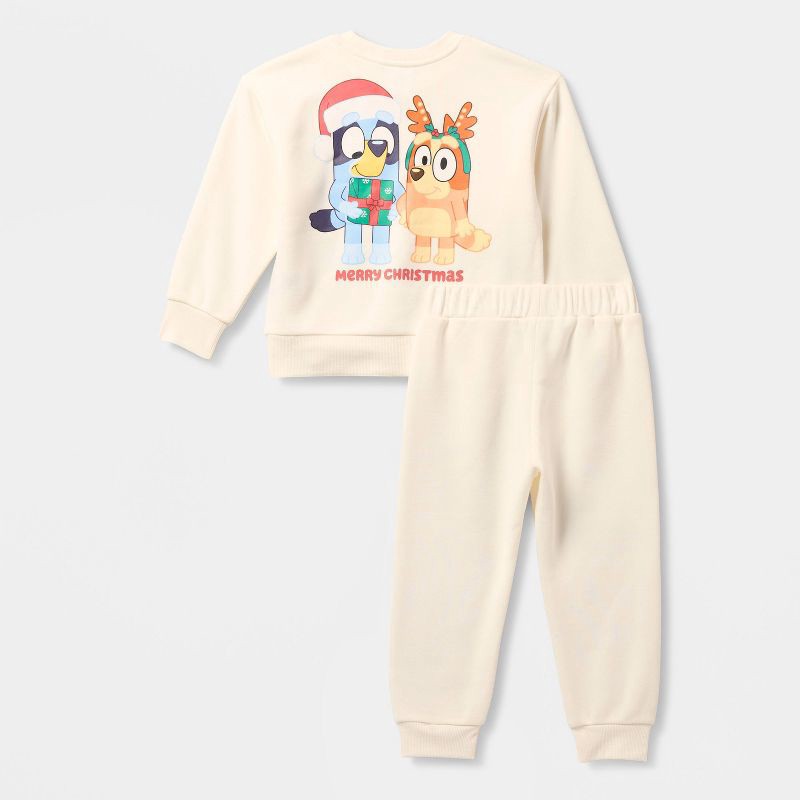 slide 2 of 3, Toddler 2pc Bluey Christmas Fleece Sweatshirt and Joggers Set - Off-White 5T, 2 ct