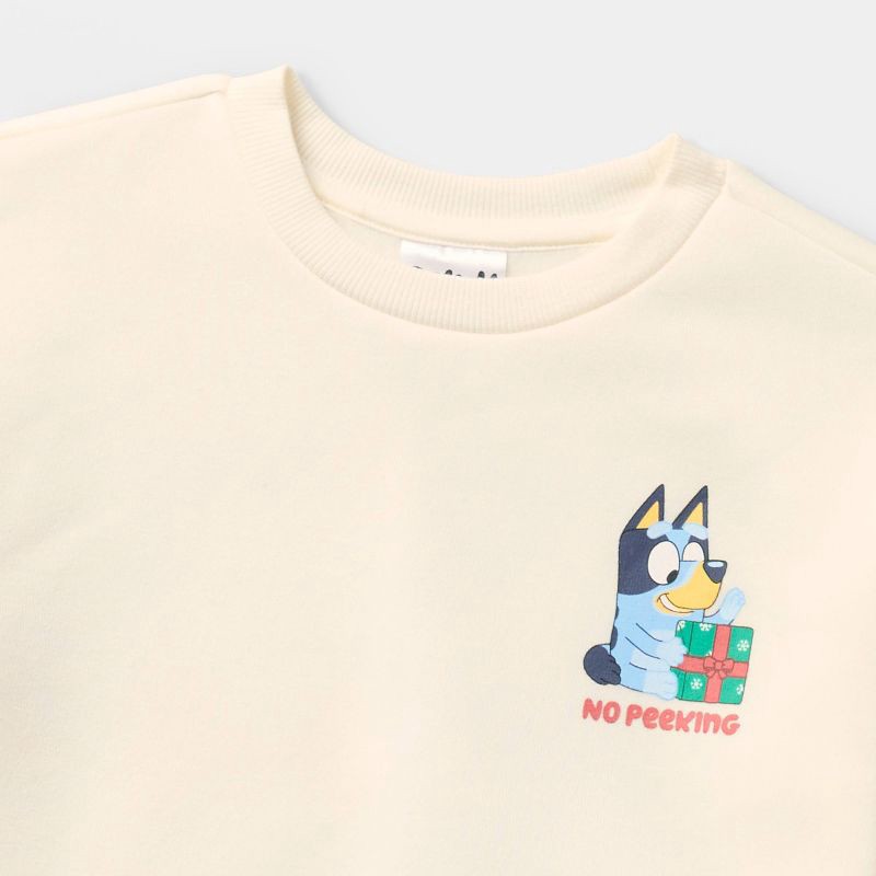 slide 3 of 3, Toddler 2pc Bluey Christmas Fleece Sweatshirt and Joggers Set - Off-White 5T, 2 ct