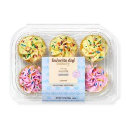 Spring Pink/Yellow Classic Vanilla Cupcakes - 11.2oz/6ct - Favorite Day™