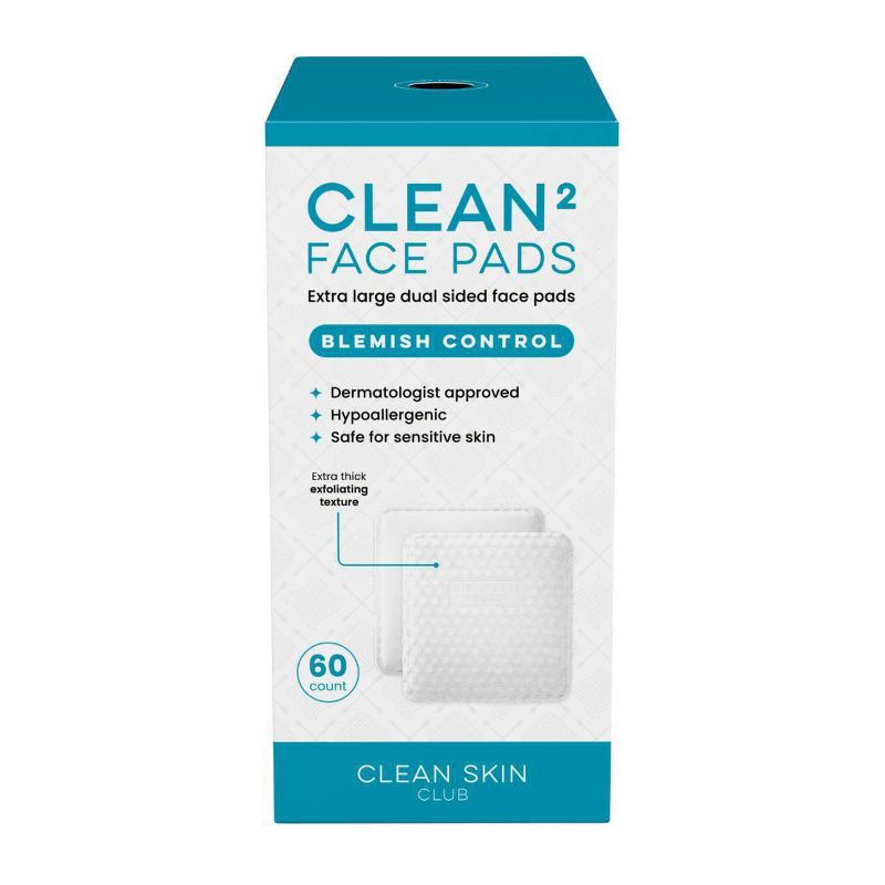 slide 1 of 7, Clean Skin Club Blemish Control Face Pads - 60ct: Alcohol-Free, For Combination & Dry Skin, Facial Cleansing Wipes, 60 ct