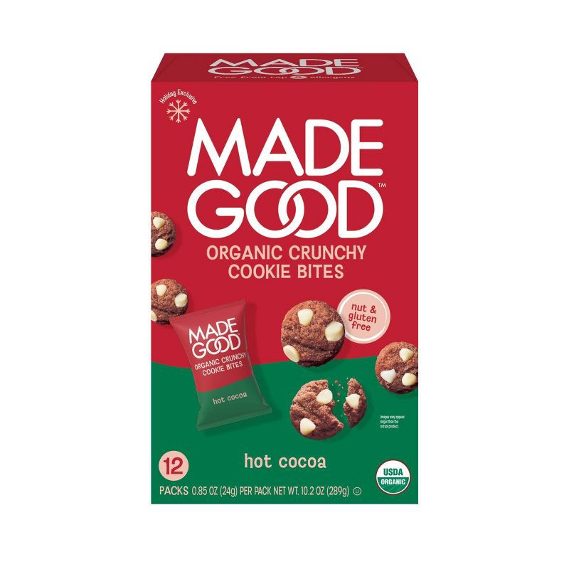 slide 1 of 6, MadeGood Organic Crunchy Hot Cocoa Mini Holiday Cookies - 10.2oz, 10.2 oz