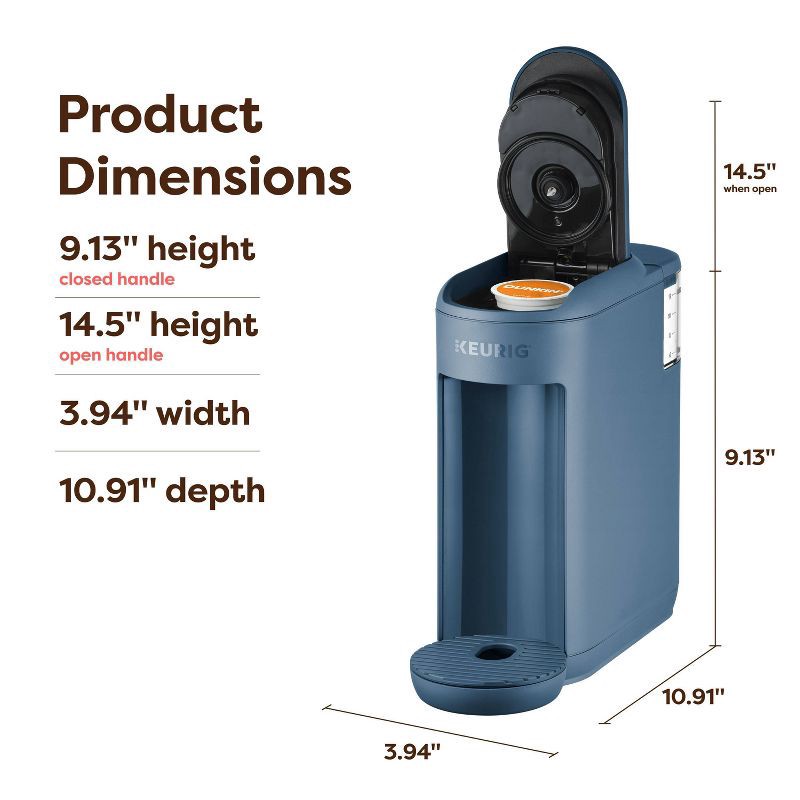 slide 8 of 8, Keurig K-Mini Mate Single-Serve K-Cup Pod Coffee Maker Deep Blue Sea, 1 ct