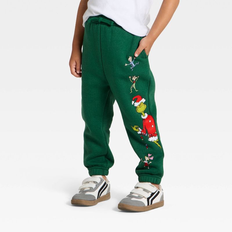 slide 2 of 3, Toddler The Grinch Fleece Joggers - Dark Green 12M, 1 ct