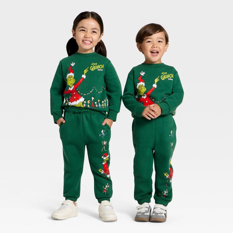 slide 1 of 3, Toddler The Grinch Fleece Joggers - Dark Green 4T, 1 ct