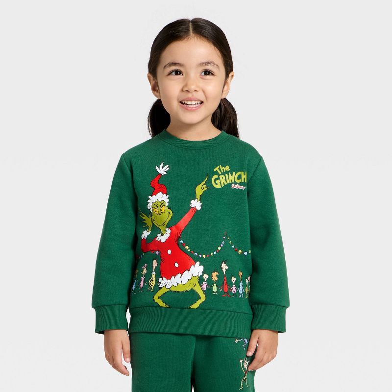 slide 4 of 5, Toddler The Grinch Fleece Sweatshirt - Dark Green 18M, 1 ct