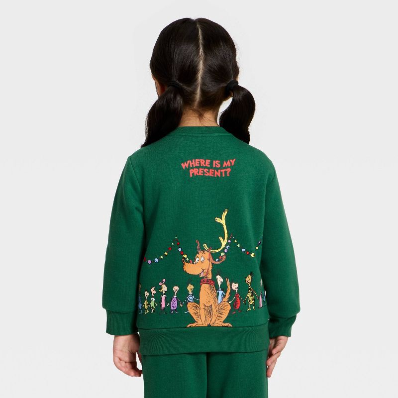 slide 5 of 5, Toddler The Grinch Fleece Sweatshirt - Dark Green 2T, 1 ct