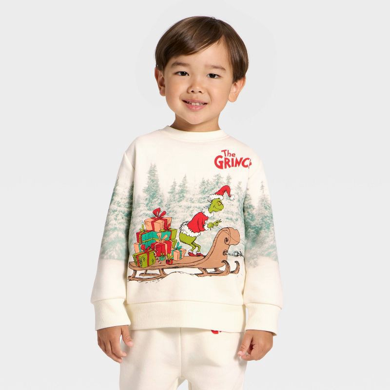 slide 4 of 5, Toddler' The Grinch Fleece Sweatshirt - Cream 2T, 1 ct