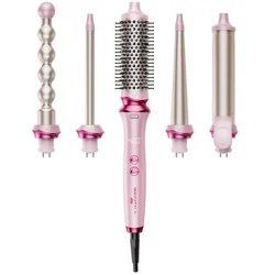 Wavytalk Heatwave Pro 5-in-1 Curling Wand Set, Includes Thermal Brush and 4 Interchangeable Ceramic Barrel for Multiple Styles, Model 350S