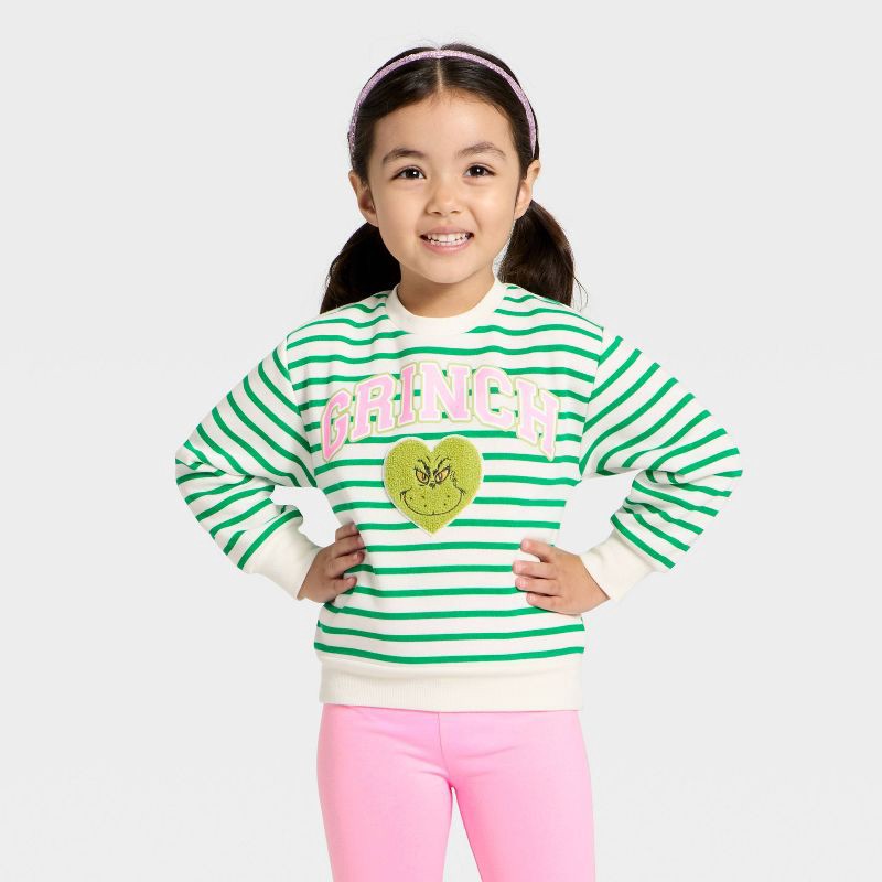 slide 3 of 4, Toddler Girls' 2pc The Grinch Christmas Fleece Sweatshirt and Pants Set - Pink/Green 18M, 2 ct