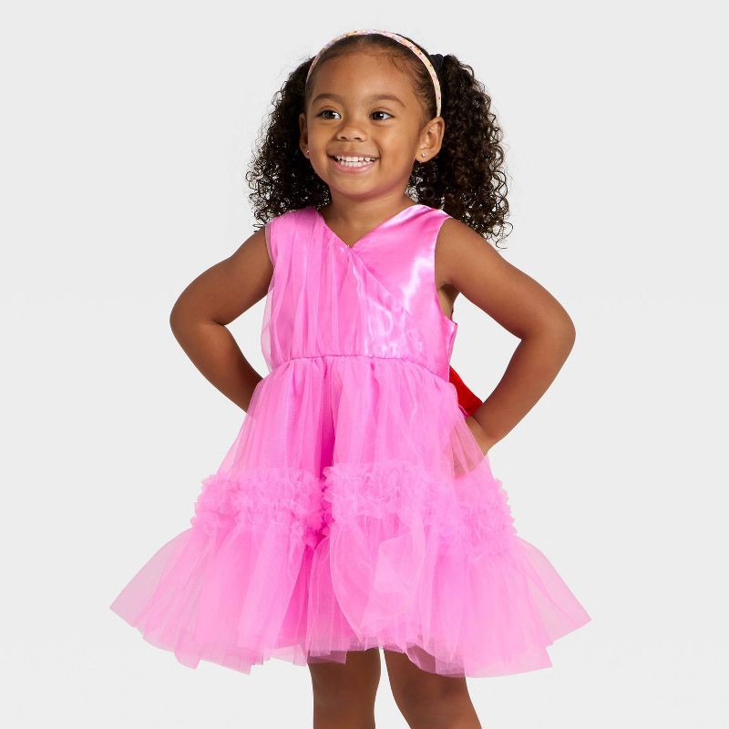 slide 1 of 3, Toddler Girls' The Grinch Christmas Cindy Lou Who Bow Couture Tulle Dress - Pink 4T, 1 ct