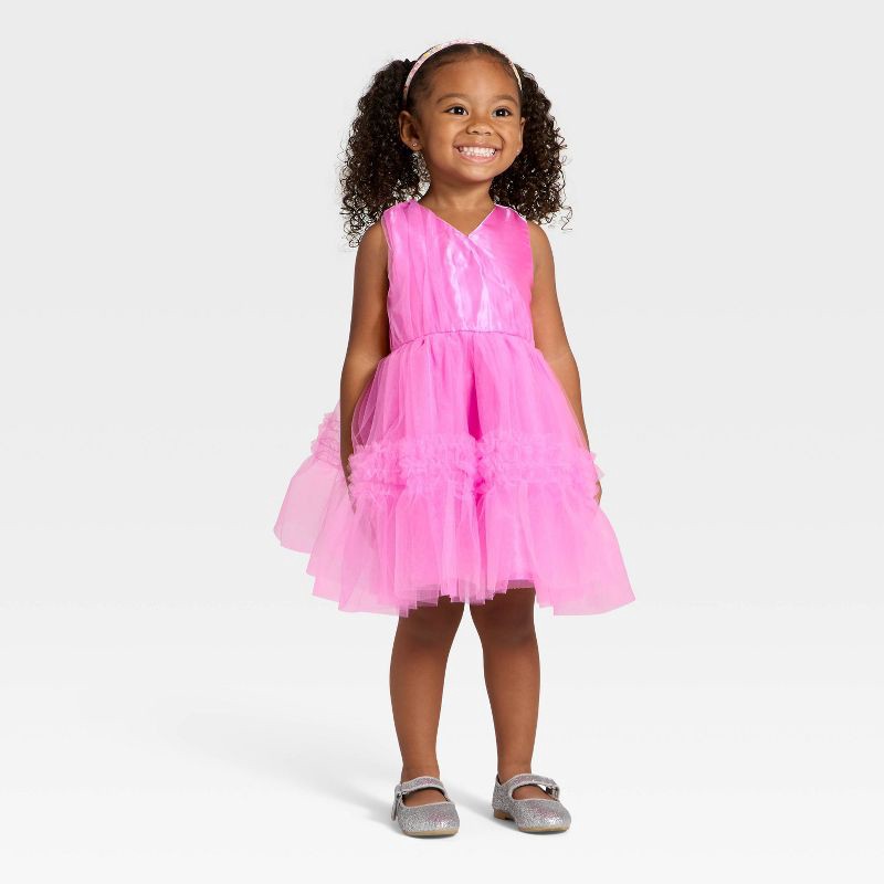 slide 3 of 3, Toddler Girls' The Grinch Christmas Cindy Lou Who Bow Couture Tulle Dress - Pink 5T, 1 ct