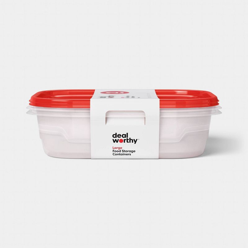 slide 1 of 3, Large Rectangle Food Storage Containers - 128oz/2ct - Dealworthy™, 128 oz, 2 ct