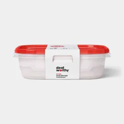 Large Rectangle Food Storage Containers - 128oz/2ct - Dealworthy™